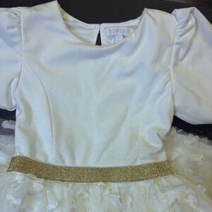 btween White and Gold Kids Casual Dress